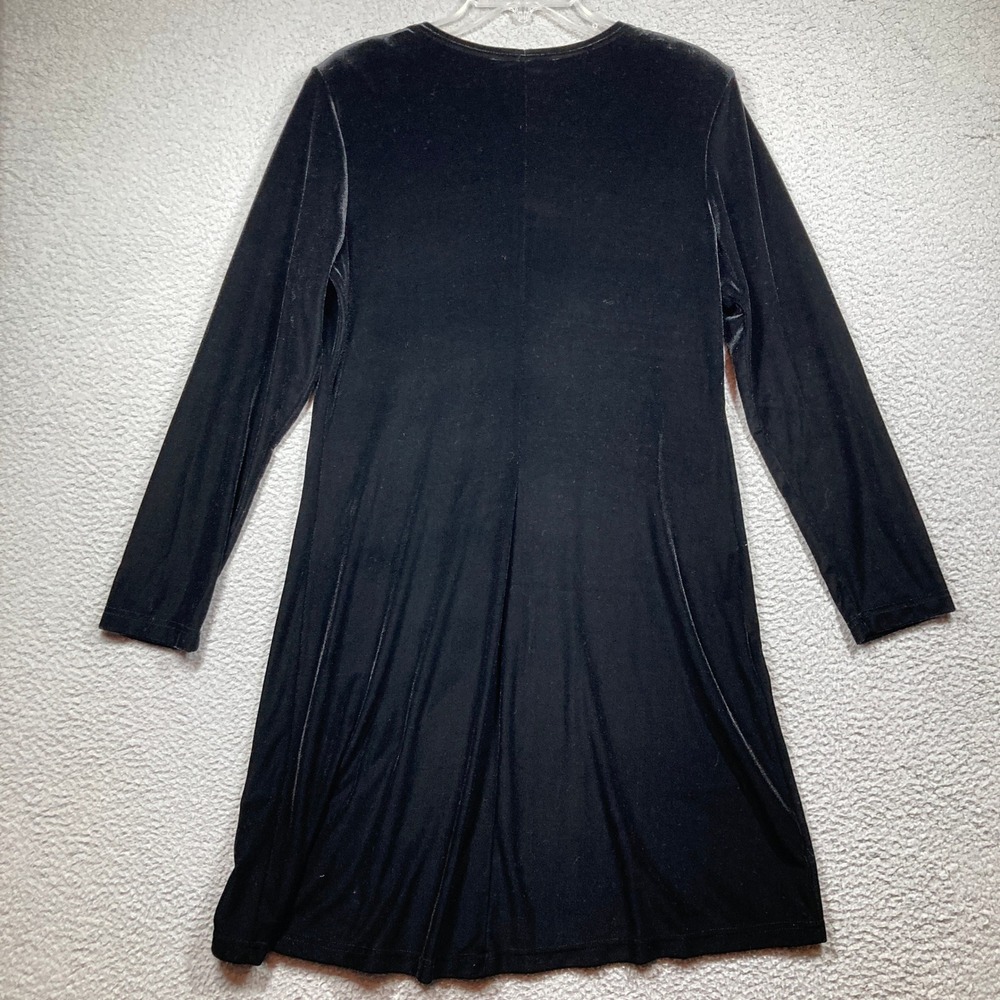Ronni Nicole Velvet Dress Women 12 Black Long Sleeve A-Line Crew Neck stretch - Picture 7 of 8
